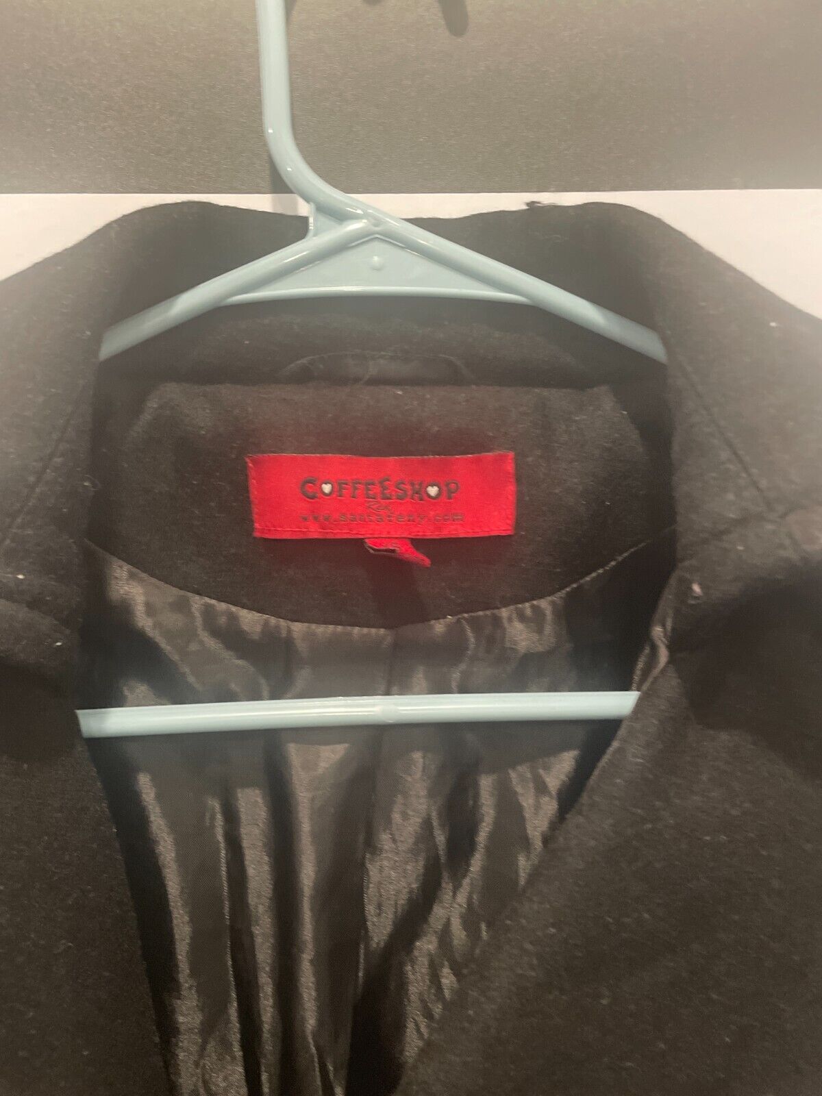 Women Size XS Wool Coffee Shop Black Pea Coat Jacket Coffeeshop Company - Very Good