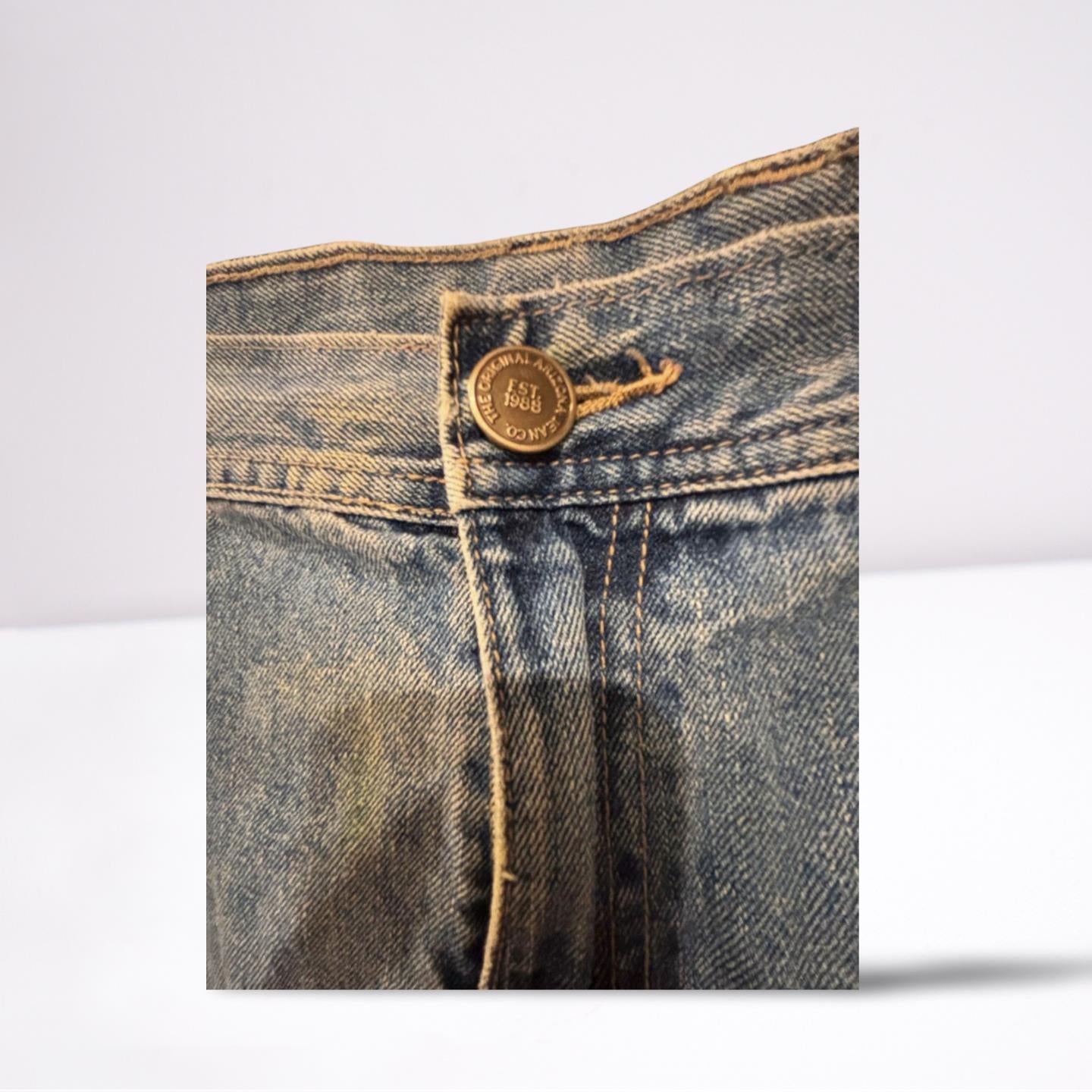 Arizona Men Denim Carpenter Jeans 40x32 Faded Blue Relaxed Fit Straight Legs
