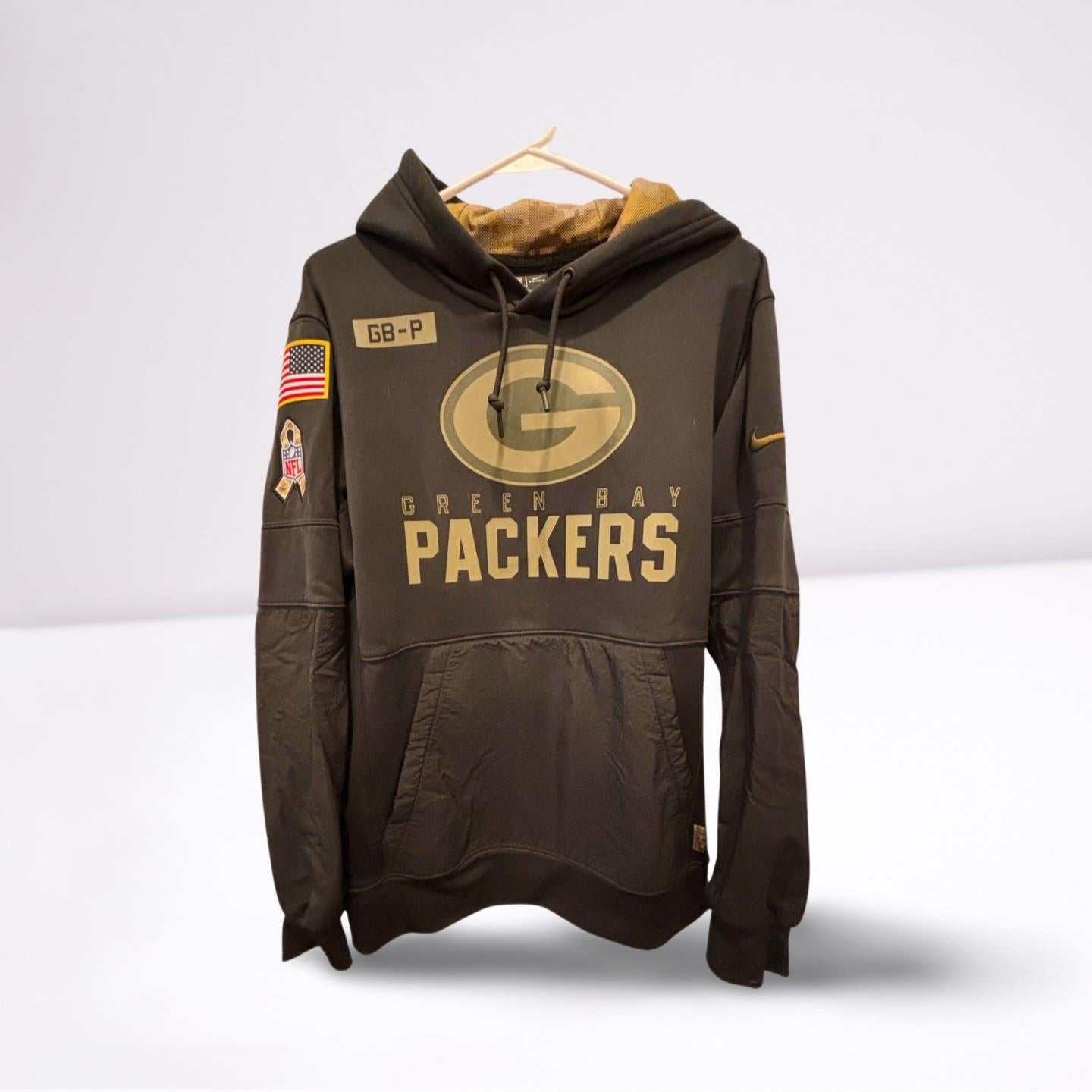 Nike Green Bay Packers Salute Service Therma-fit Hoodie Men's M Black Camo Flag