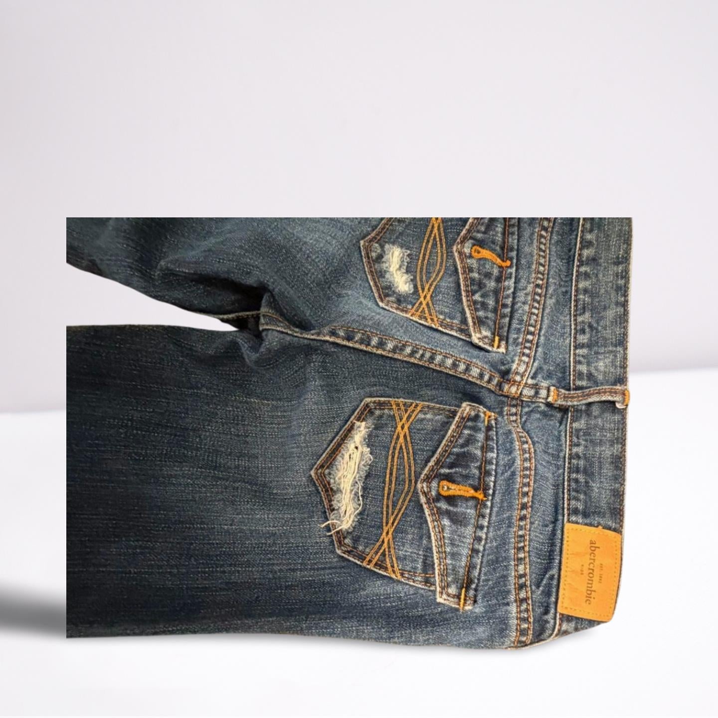 Abercrombie Fitch Denim Medium Wash Blue Jeans Girls 14 Slightly Distressed