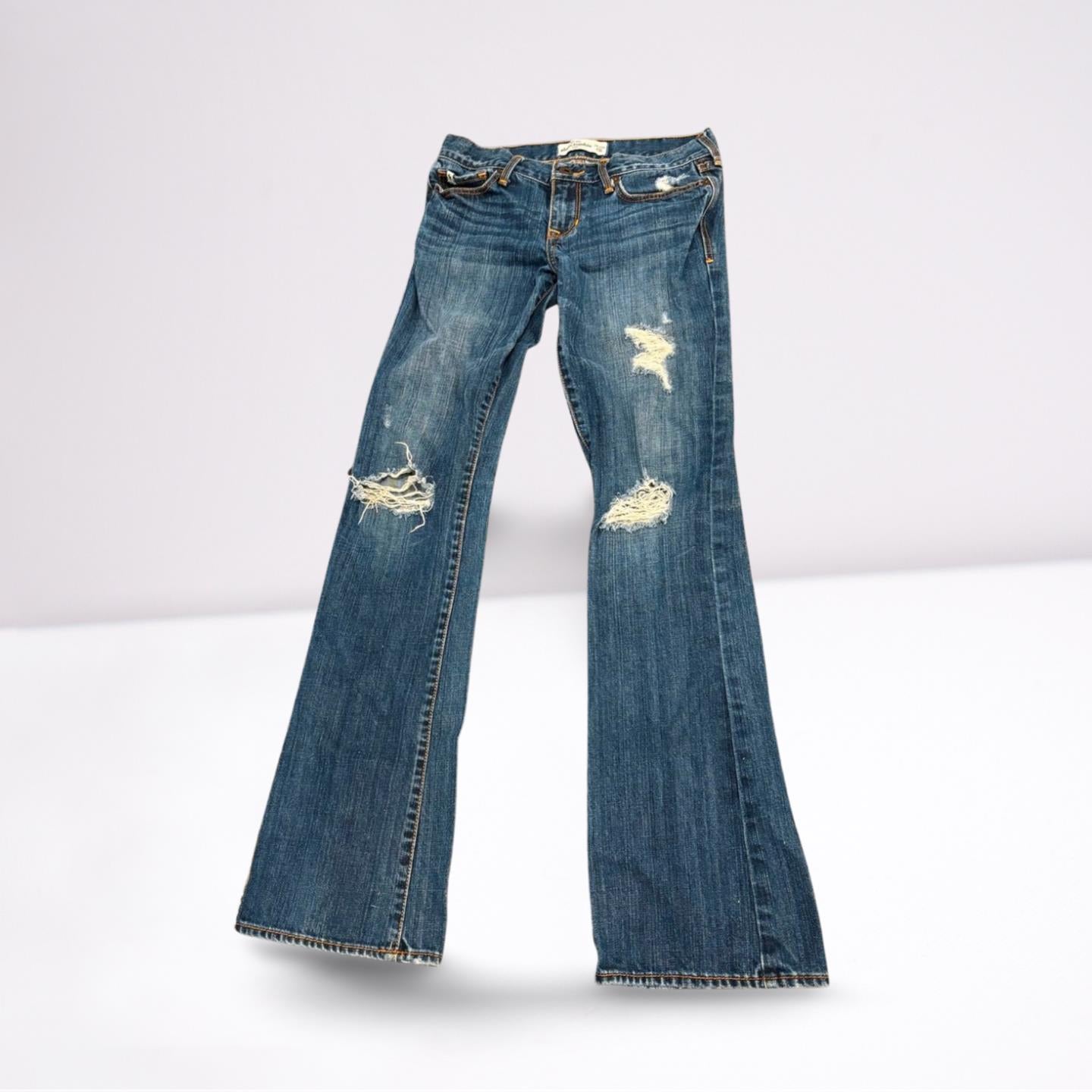 Abercrombie Fitch Denim Medium Wash Blue Jeans Girls 14 Slightly Distressed