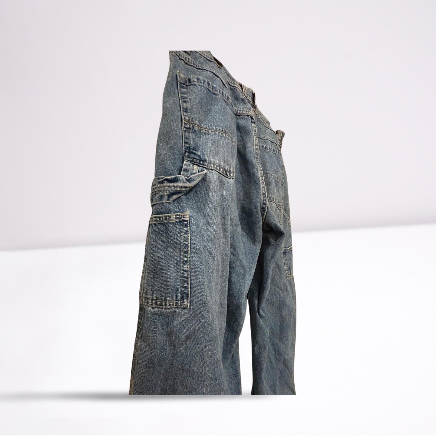 Arizona Men Denim Carpenter Jeans 40x32 Faded Blue Relaxed Fit Straight Legs