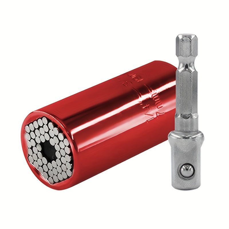 Universal Socket Wrench with Adapter - Fits Standard from 1/4"-3/4", Fits Metric 7-19mm, Professional Sockets, Portable Tools, Multi-function Wrench, Chrome Steel Adapter