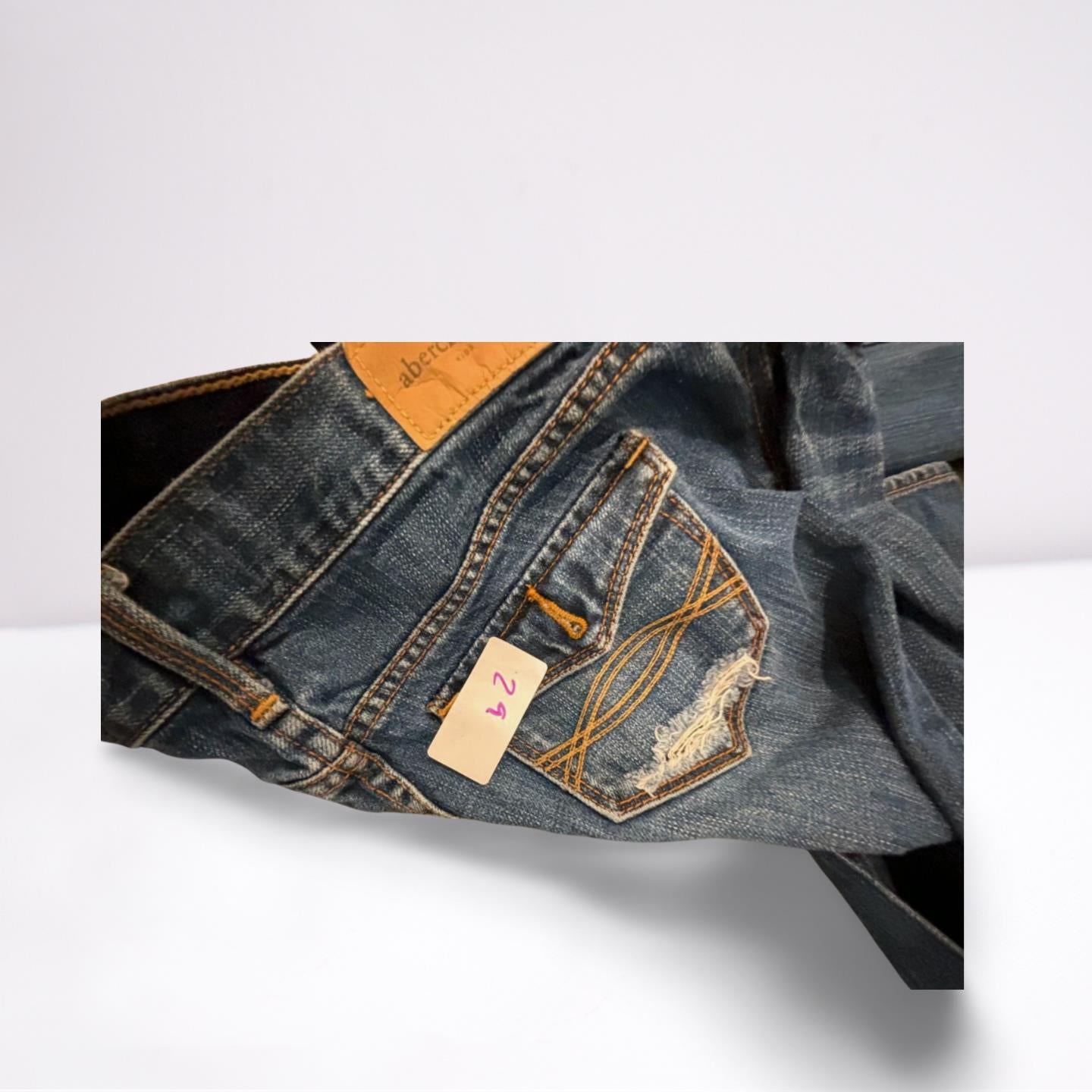 Abercrombie Fitch Denim Medium Wash Blue Jeans Girls 14 Slightly Distressed