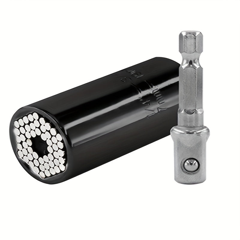 Universal Socket Wrench with Adapter - Fits Standard from 1/4"-3/4", Fits Metric 7-19mm, Professional Sockets, Portable Tools, Multi-function Wrench, Chrome Steel Adapter