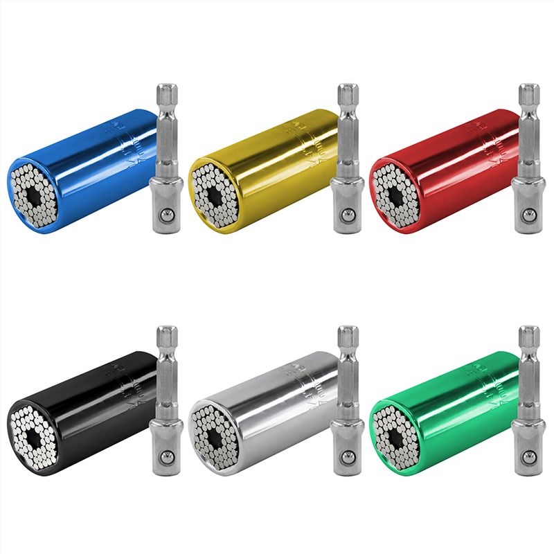 Universal Socket Wrench with Adapter - Fits Standard from 1/4"-3/4", Fits Metric 7-19mm, Professional Sockets, Portable Tools, Multi-function Wrench, Chrome Steel Adapter