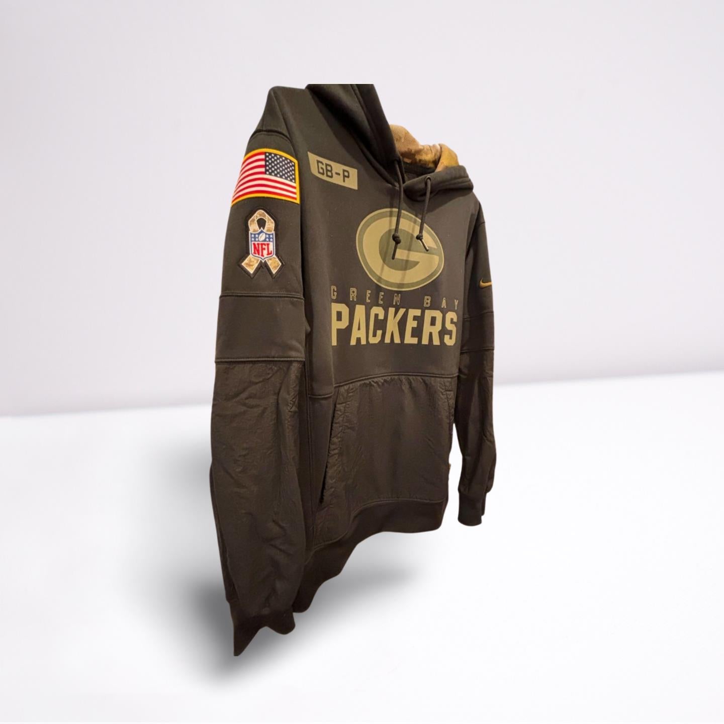 Nike Green Bay Packers Salute Service Therma-fit Hoodie Men's M Black Camo Flag