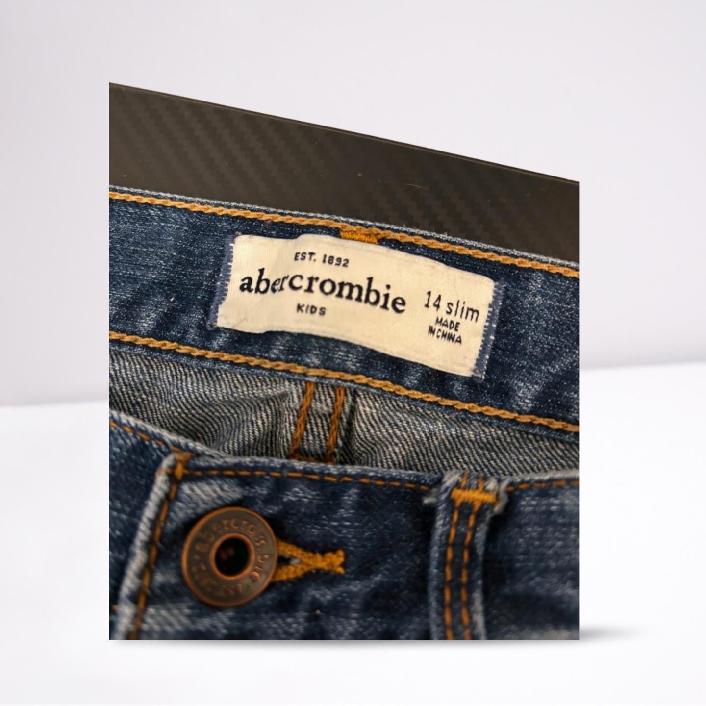 Abercrombie Fitch Denim Medium Wash Blue Jeans Girls 14 Slightly Distressed