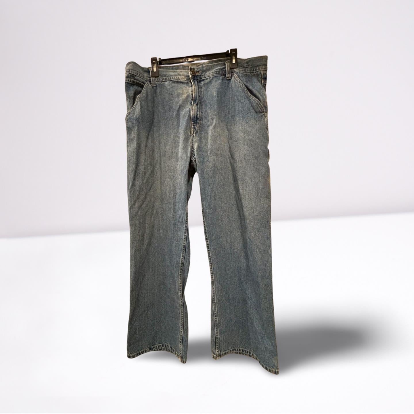 Arizona Men Denim Carpenter Jeans 40x32 Faded Blue Relaxed Fit Straight Legs