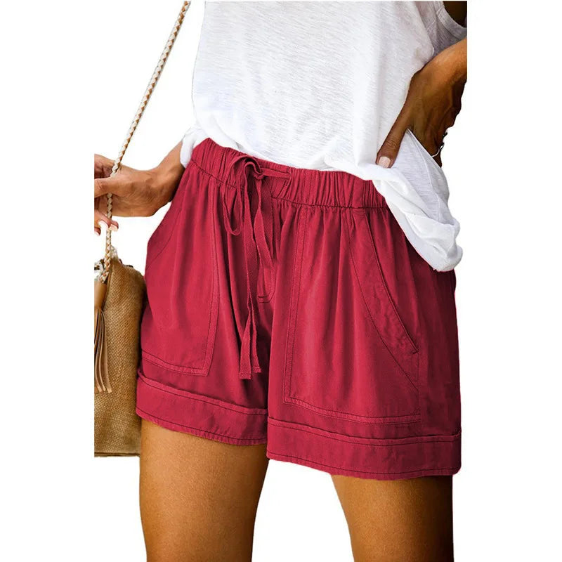 Casual High Wasted Summer Stretch Front Tie Shorts