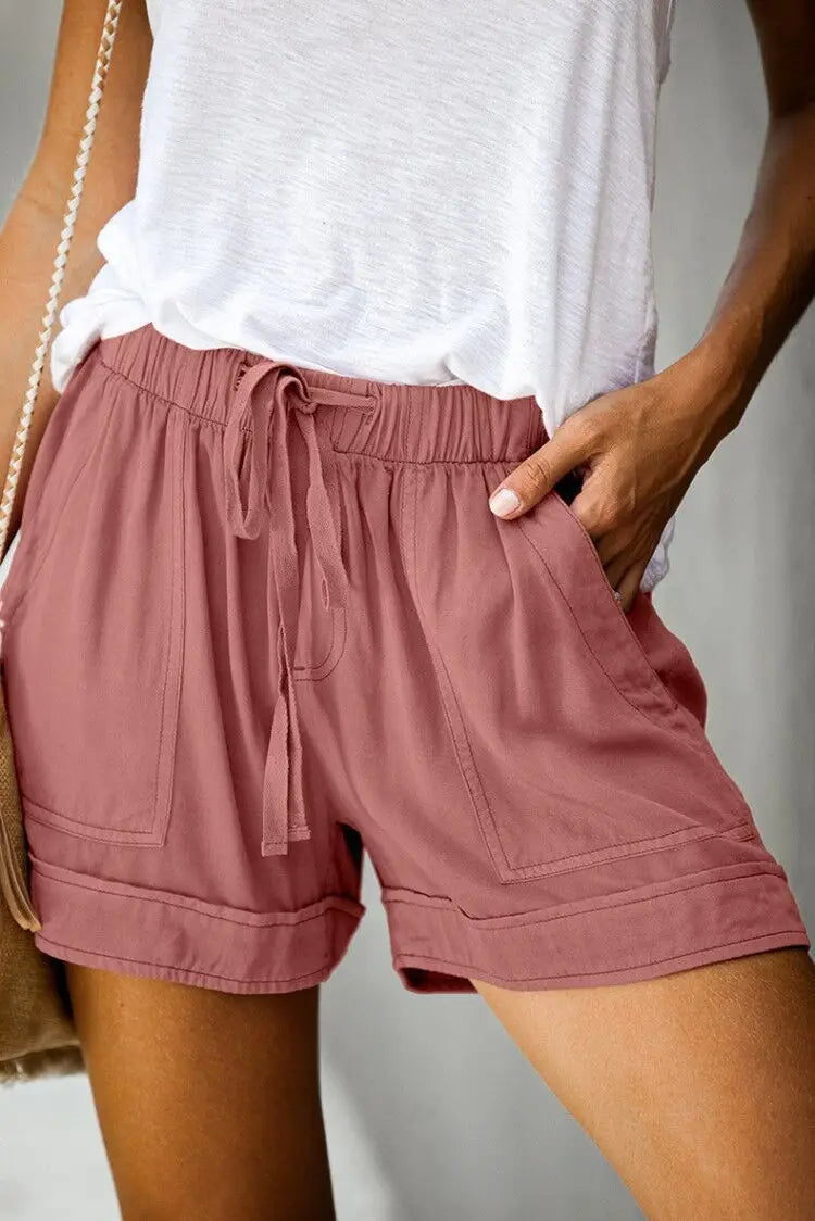 Casual High Wasted Summer Stretch Front Tie Shorts
