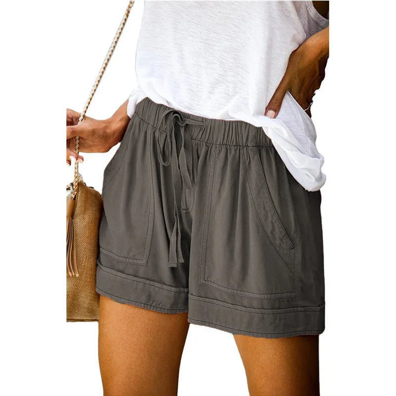 Casual High Wasted Summer Stretch Front Tie Shorts