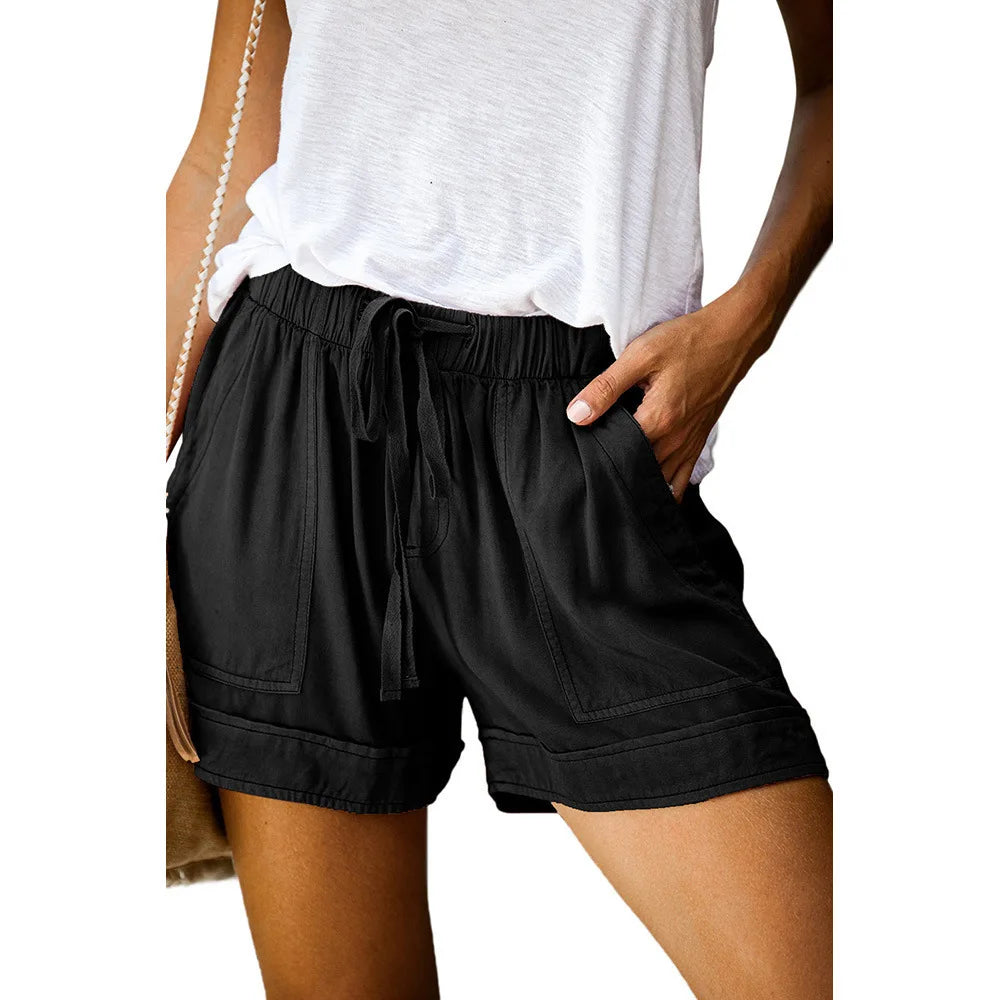 Casual High Wasted Summer Stretch Front Tie Shorts