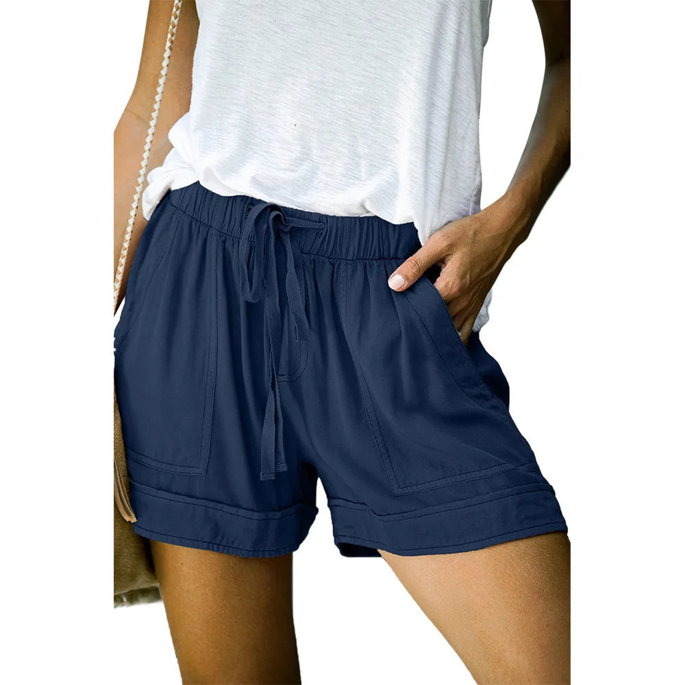 Casual High Wasted Summer Stretch Front Tie Shorts
