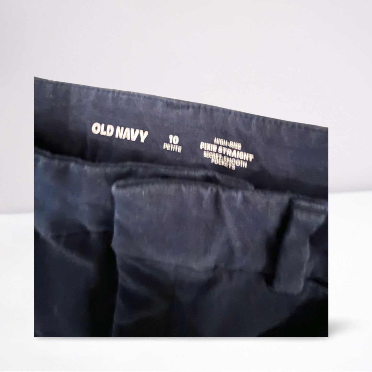 Old Navy Women's Dress Pants High Rise Pixie Straight Navy Blue 10 Petite