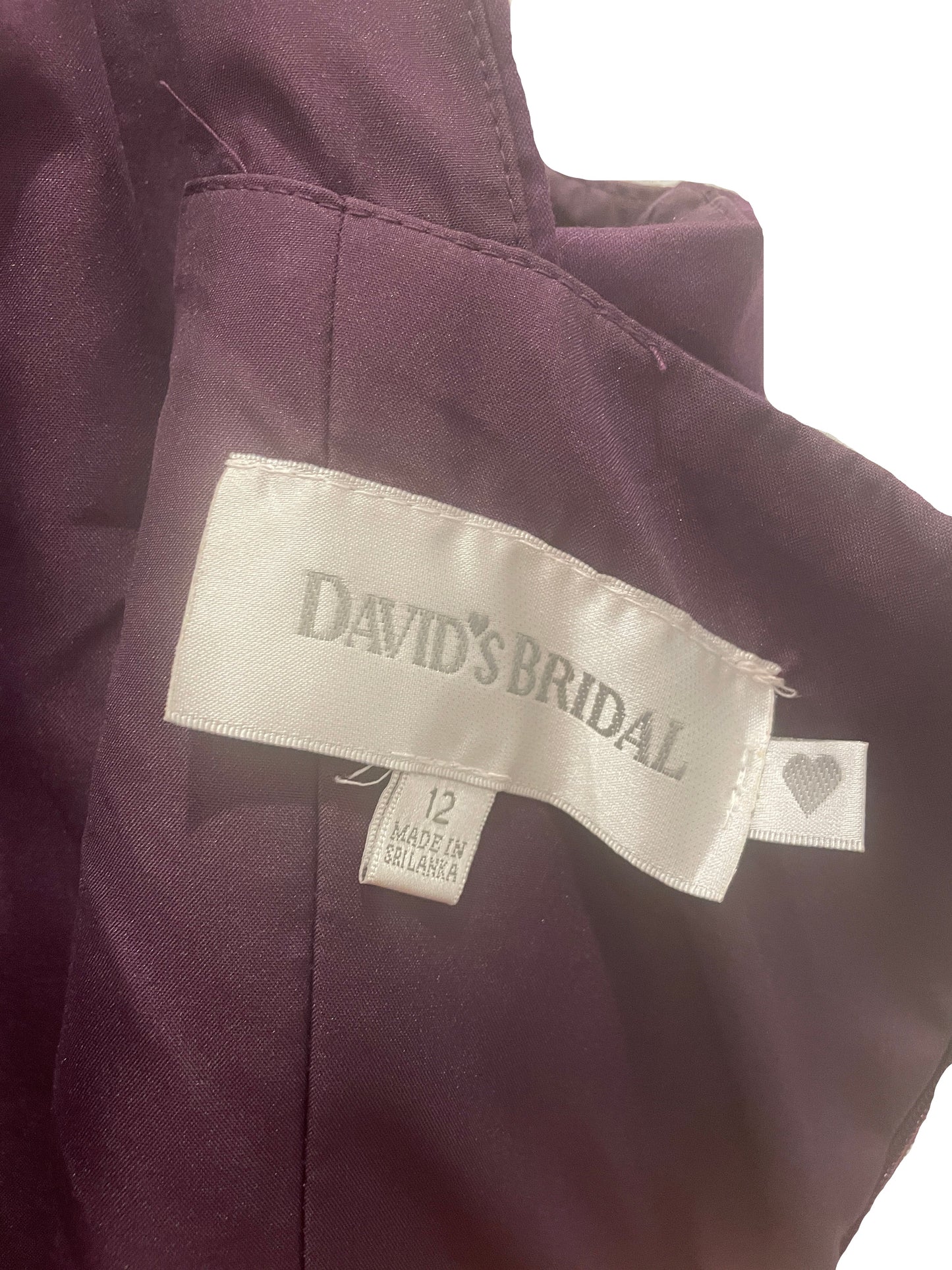 David's Bridal Womens Dress Bridal Knee Length - Purple - 12 - Like New