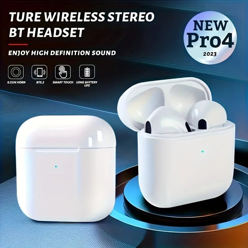 Pro 4 TWS Wireless Headphones Earphone Bluetooth-compatible 5.3 Waterproof Earbuds