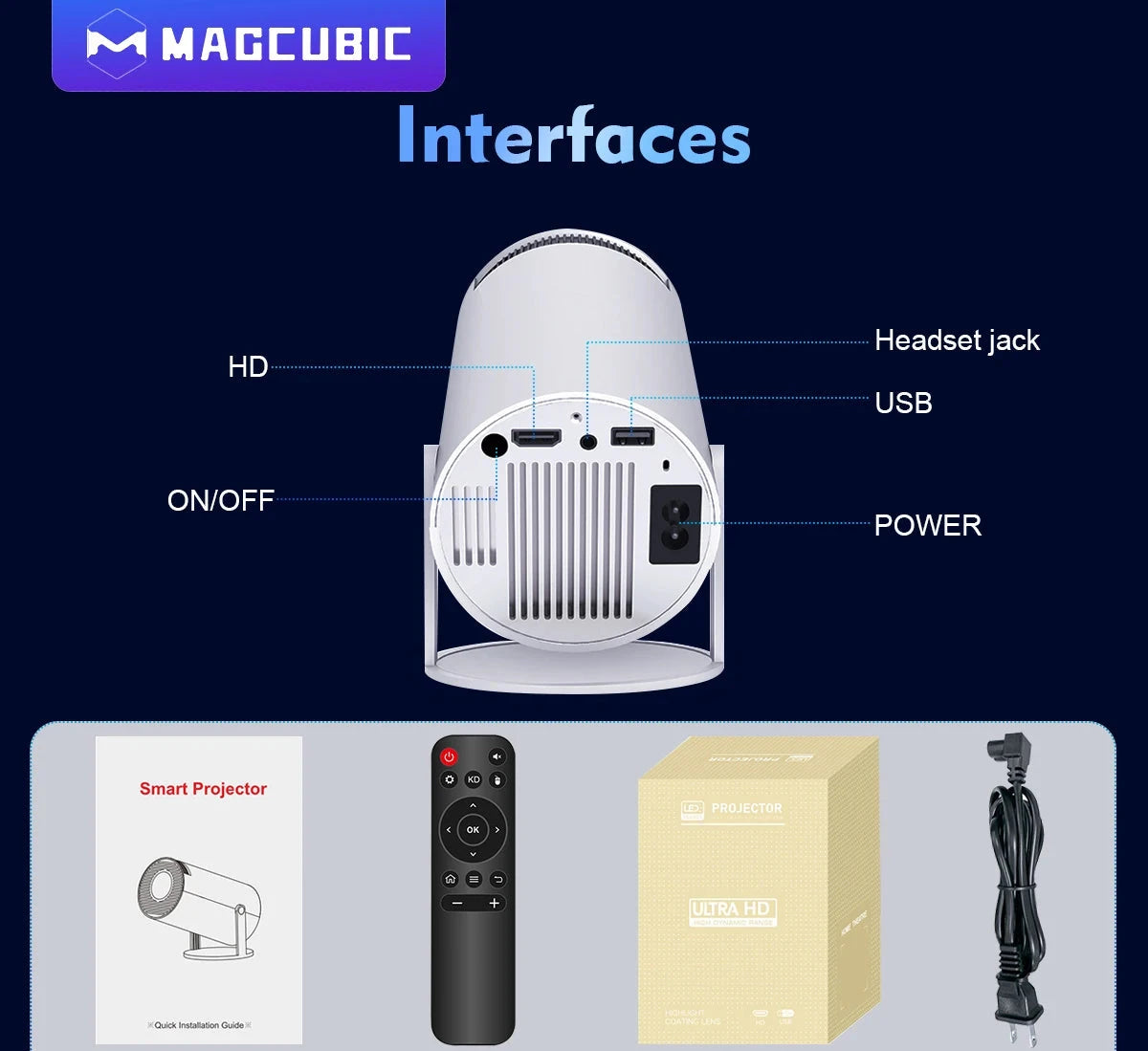 Magcubic Projector HY300 Pro 4K Android 11 Dual Wifi6 Home Cinema 260 ANSI