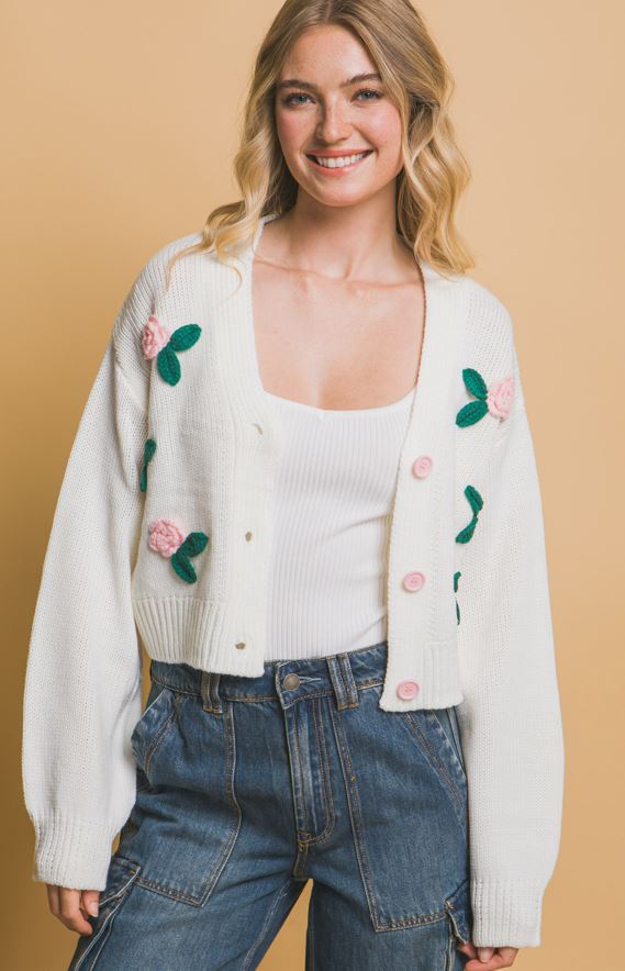 Mid cropped flower cardigan