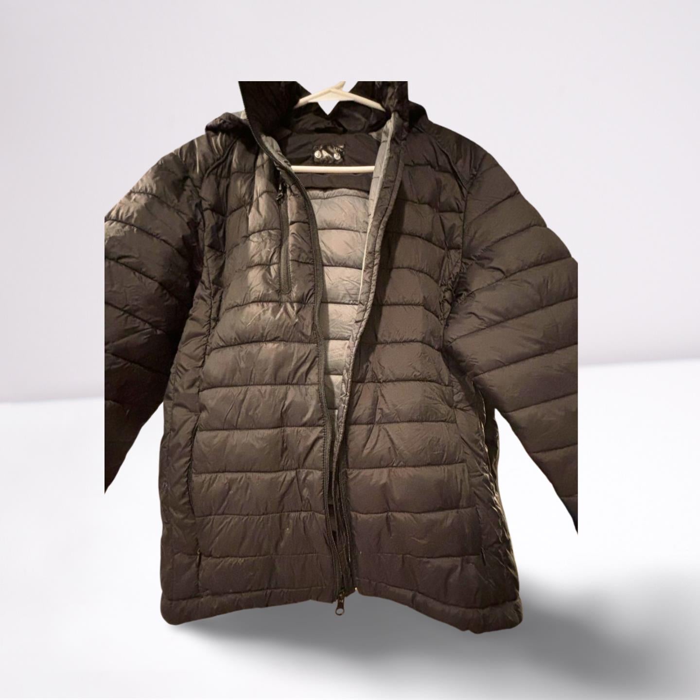 Ultra Light Packable Down Coat Puffer Jacket SIZE Small Black Gray Warm