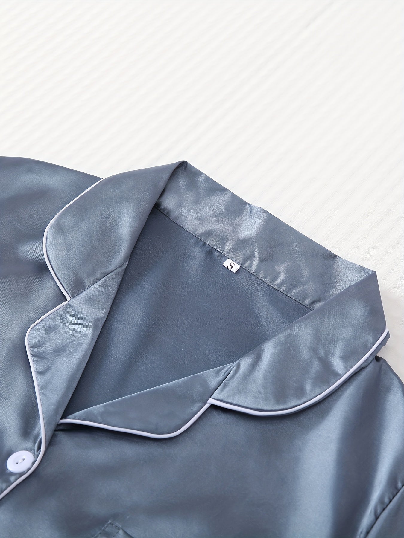 3 Sets Satin Pajama Set, Short Sleeve Lapel Top & Bow Shorts, Women's Sleepwear & Loungewear