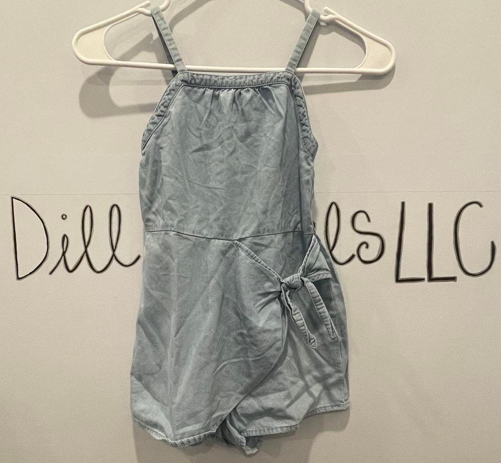 Wonder Nation Denim Jean Romper Little Girls Size XS 4-5 Dress Outift - Like New