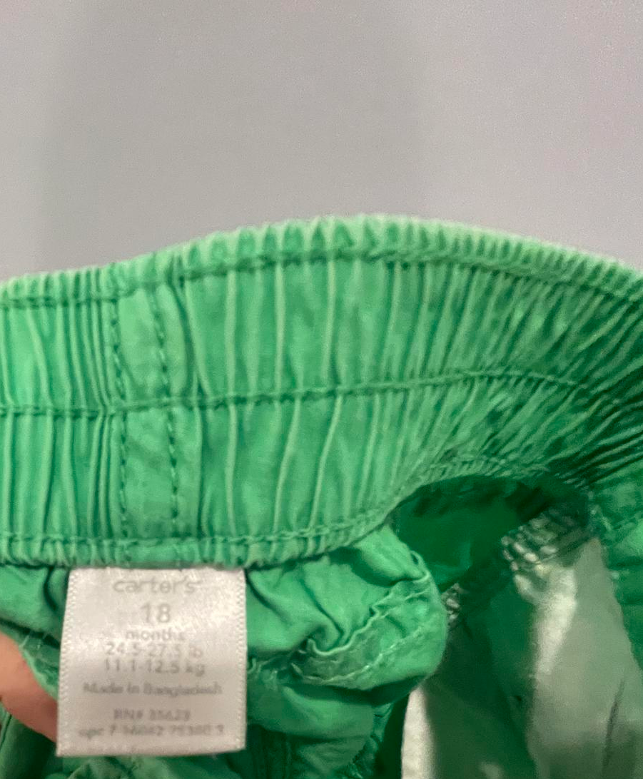 Carter's Little Boys 18 Month Green Casual Pull On Pants - Very Good
