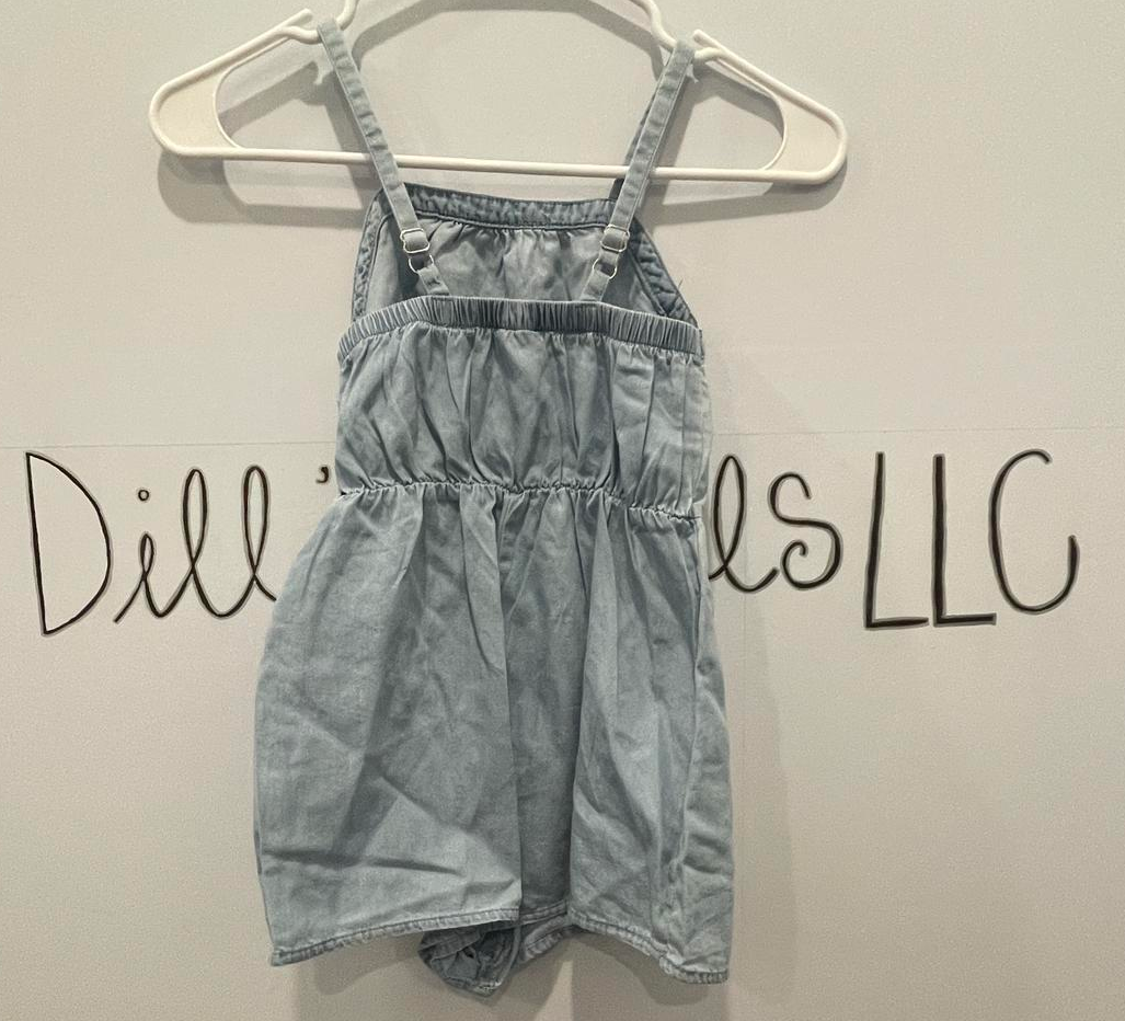 Wonder Nation Denim Jean Romper Little Girls Size XS 4-5 Dress Outift - Like New