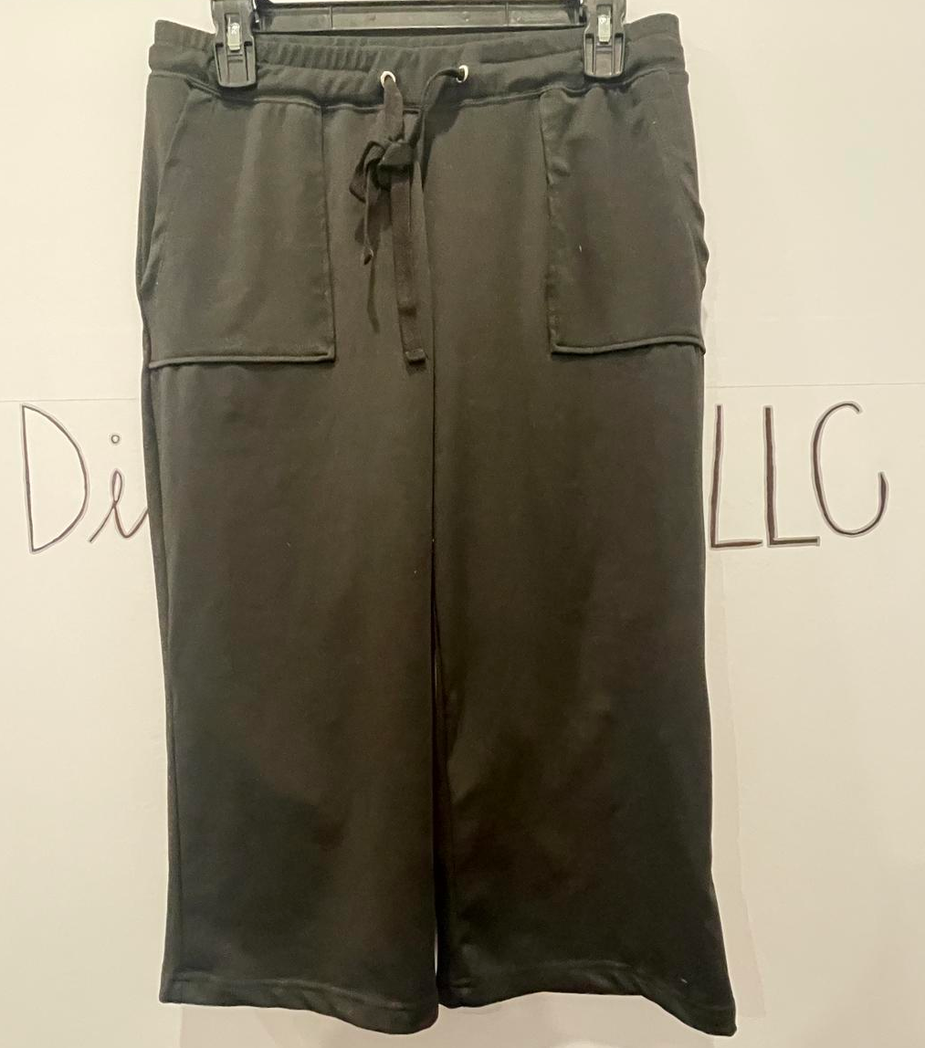 Women's I.C. Fashions Capri Pants Sz Large 90% Polyester 10% Spandex Pockets - Very Good