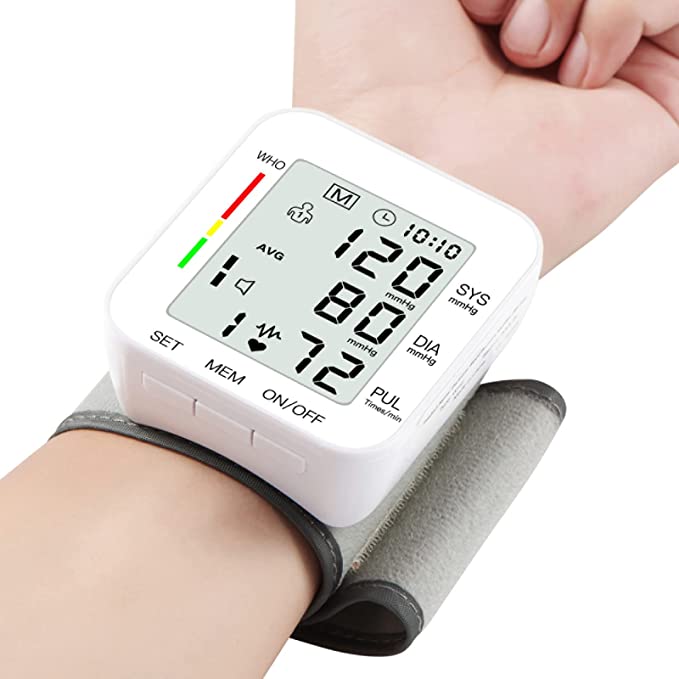 Monitor preciso de presión arterial de muñeca: pantalla LCD grande, brazalete ajustable, memoria de 90x2 juegos, perfecto para uso doméstico