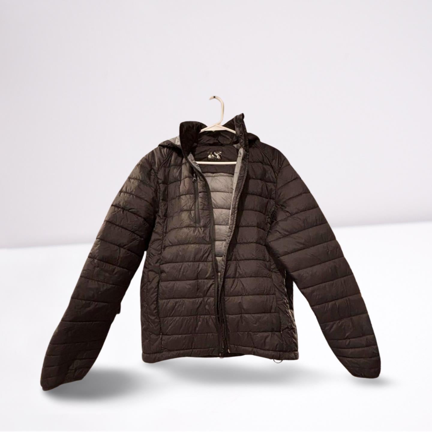 Ultra Light Packable Down Coat Puffer Jacket SIZE Small Black Gray Warm