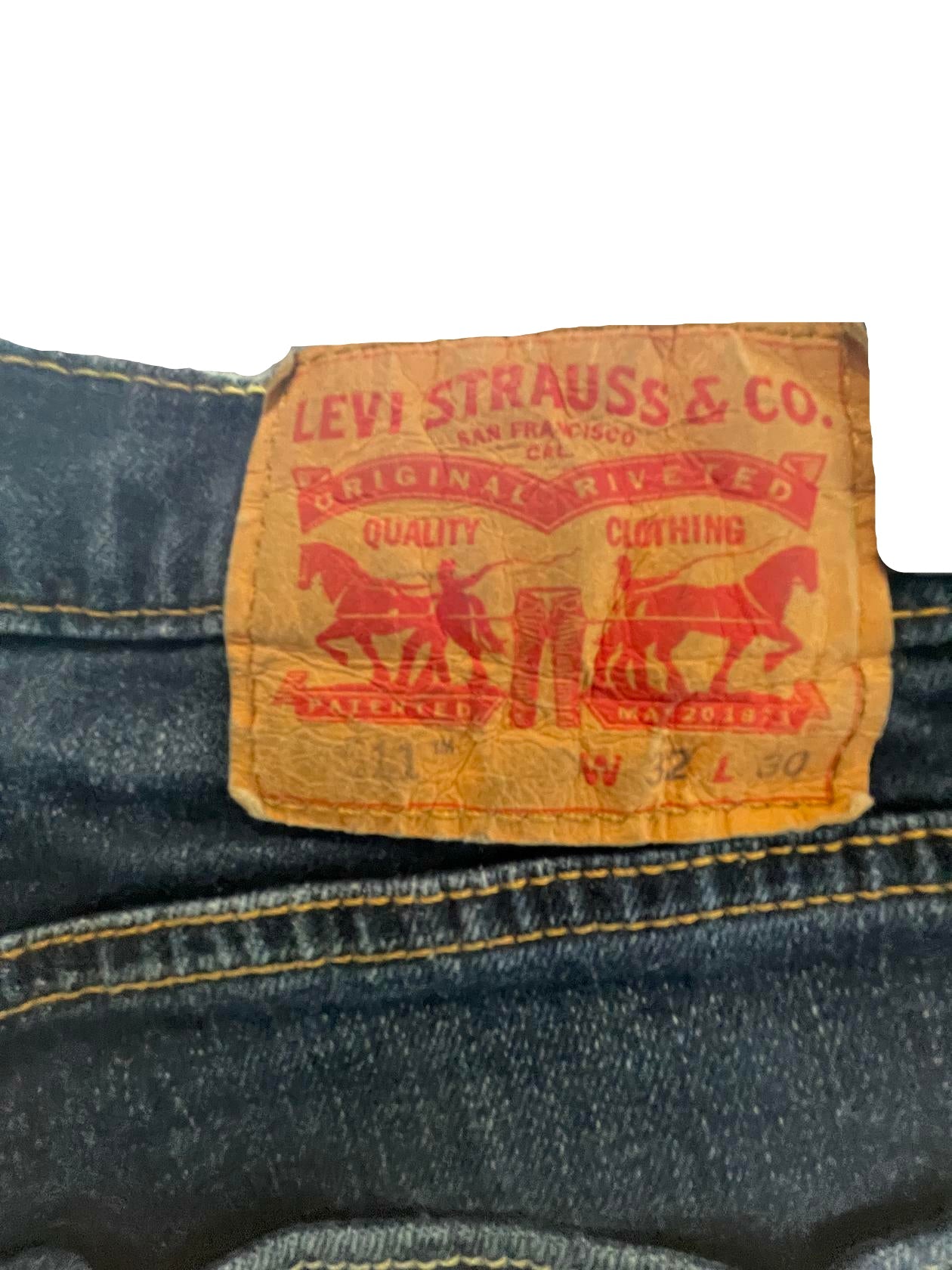 Levi Strauss Mens Jeans 511 Dark Wash Straight Regular - Blue - 32X30 - Very Good