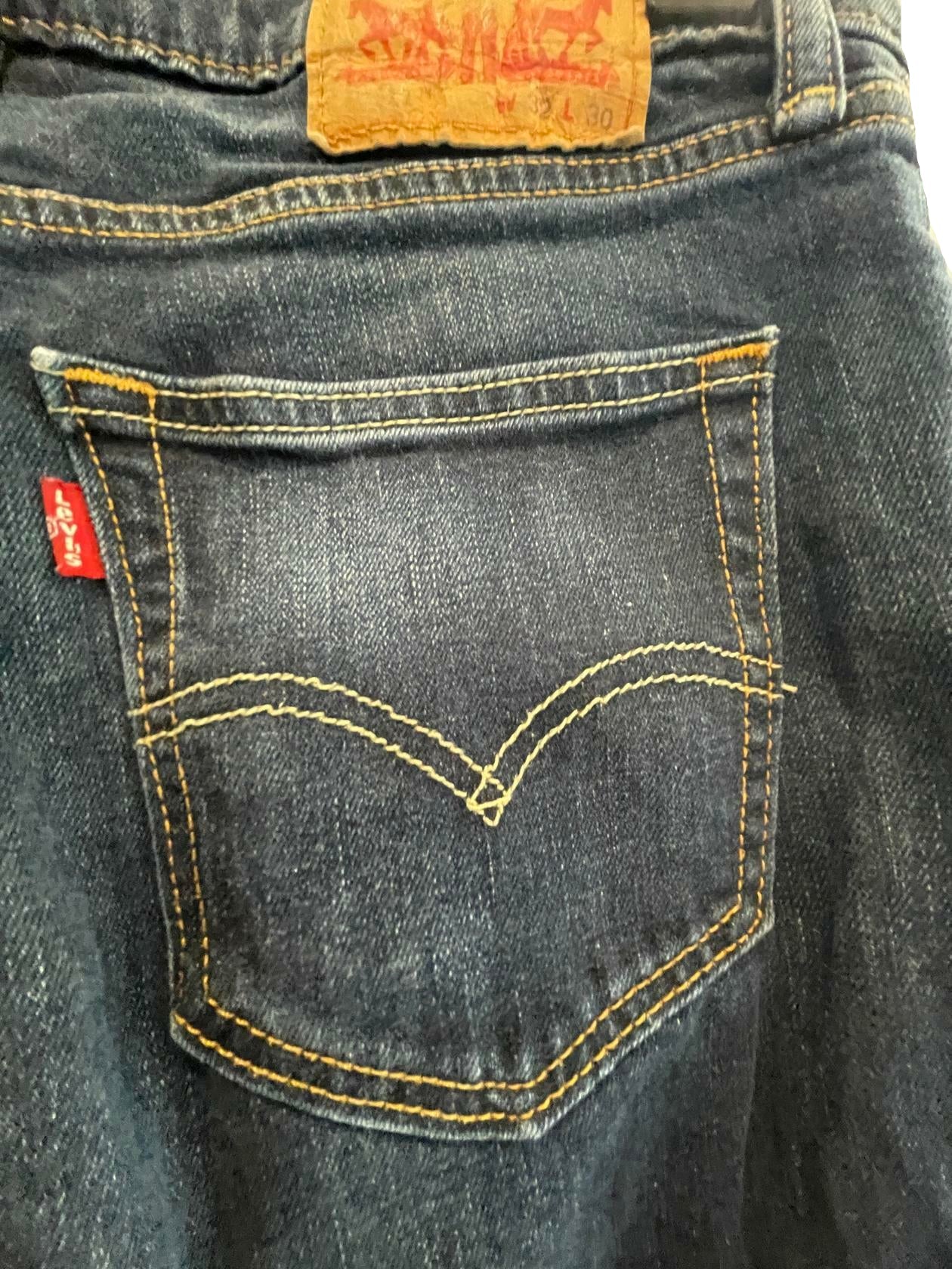 Levi Strauss Mens Jeans 511 Dark Wash Straight Regular - Blue - 32X30 - Very Good