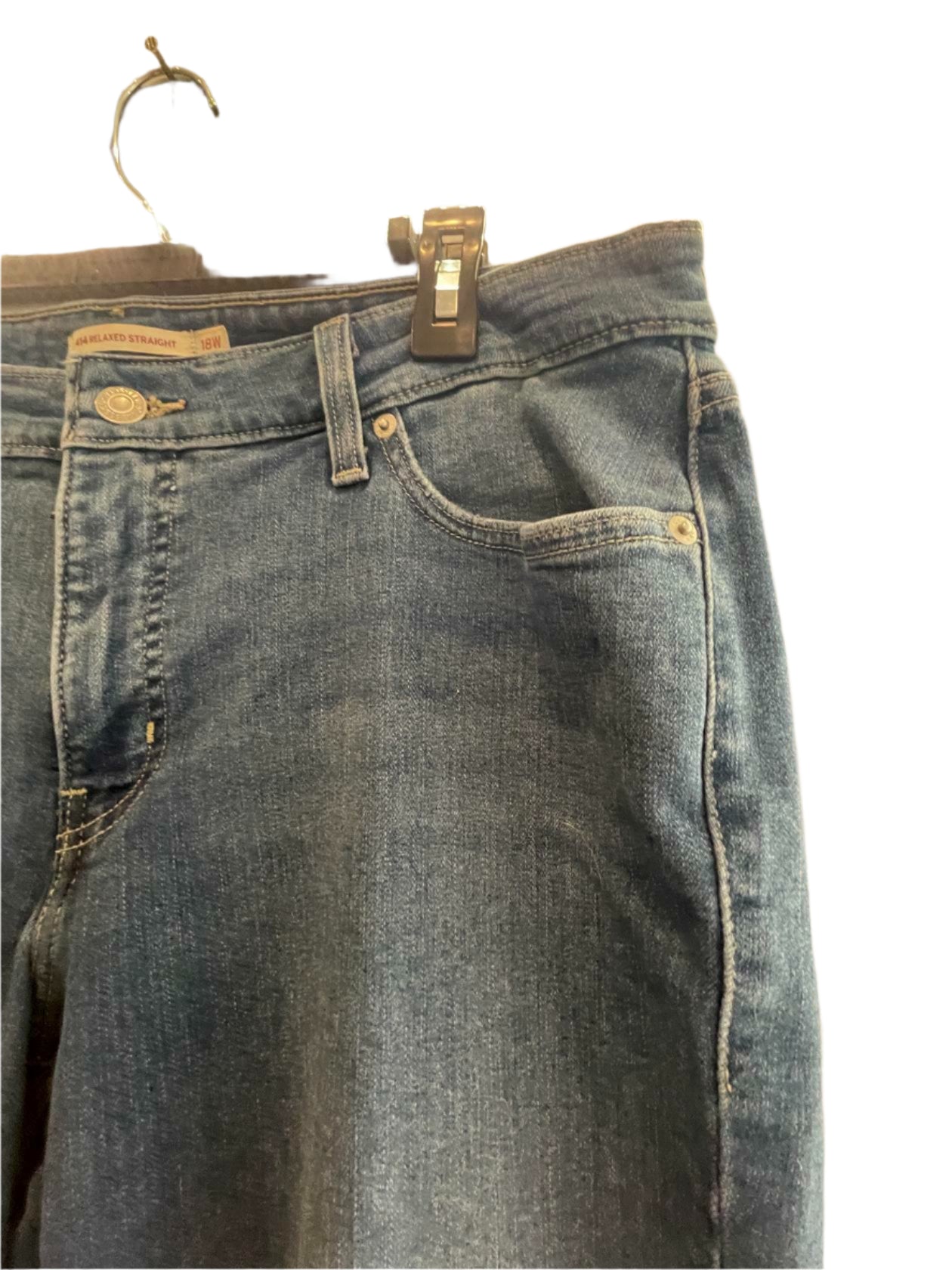 Levi Strauss Womens Jeans 414 Flare Relaxed Straight - Blue - 18W - Very Good