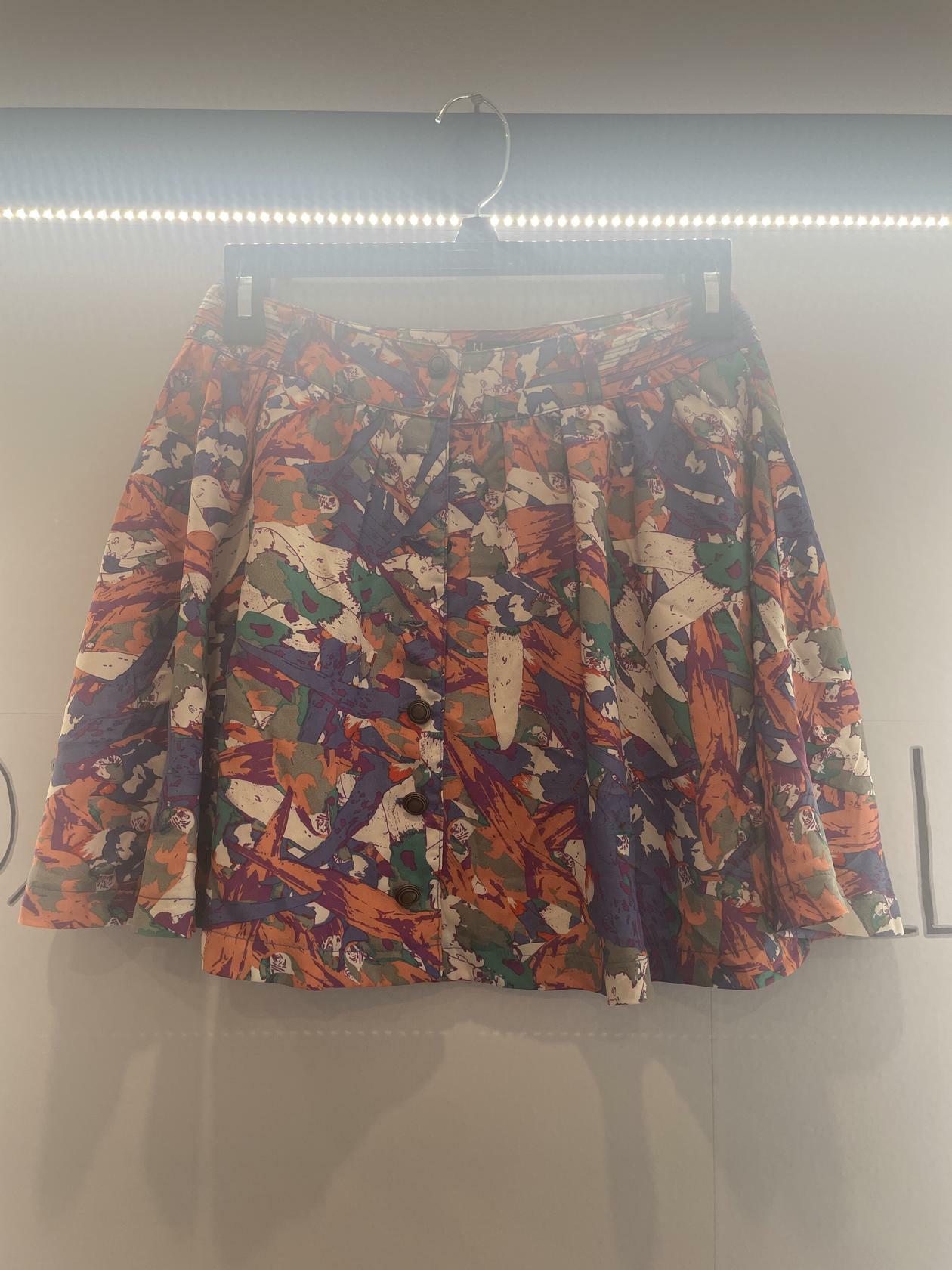 bluejuice Womens Mini button designer Skirt Size XS Multicolor Birdie Print