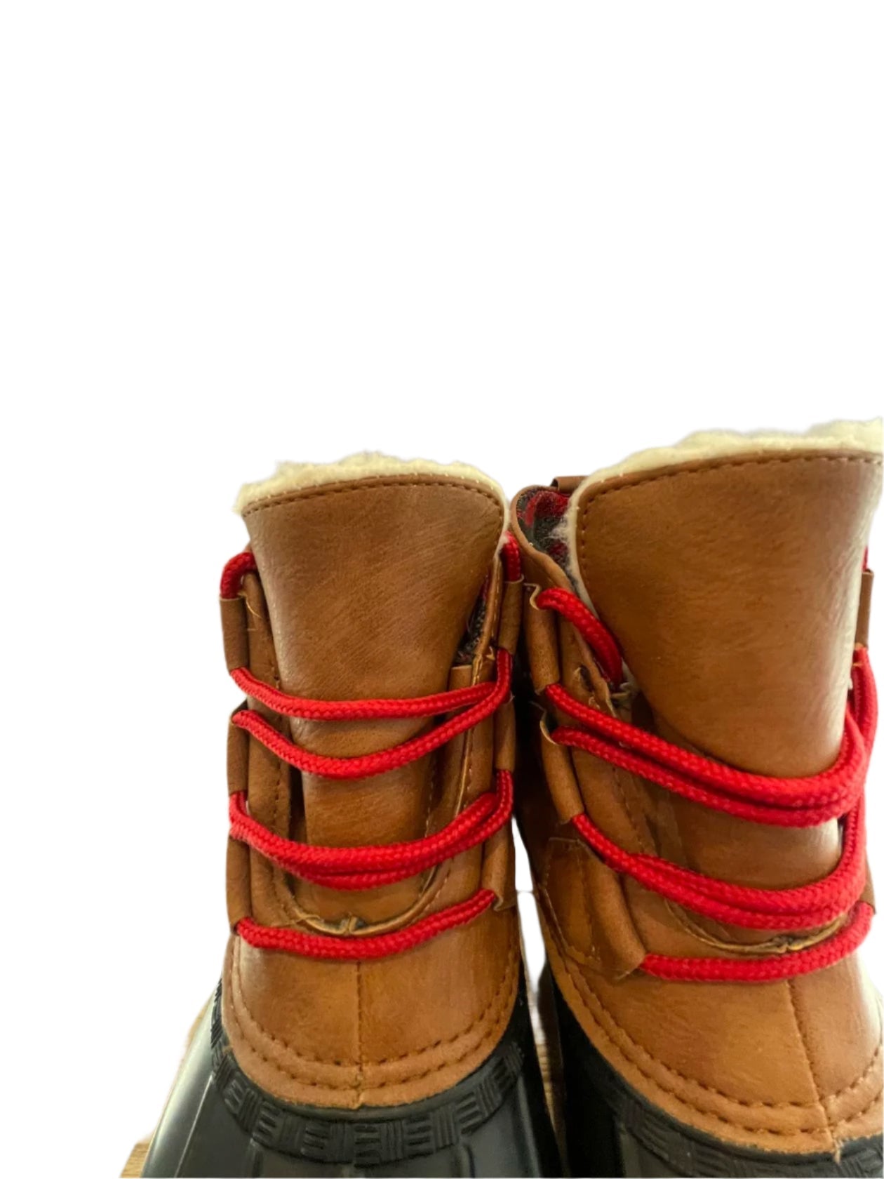 Magellan Womens Duck Boots Fleece Lined Leather - Brown/Black - 7M - Very Good