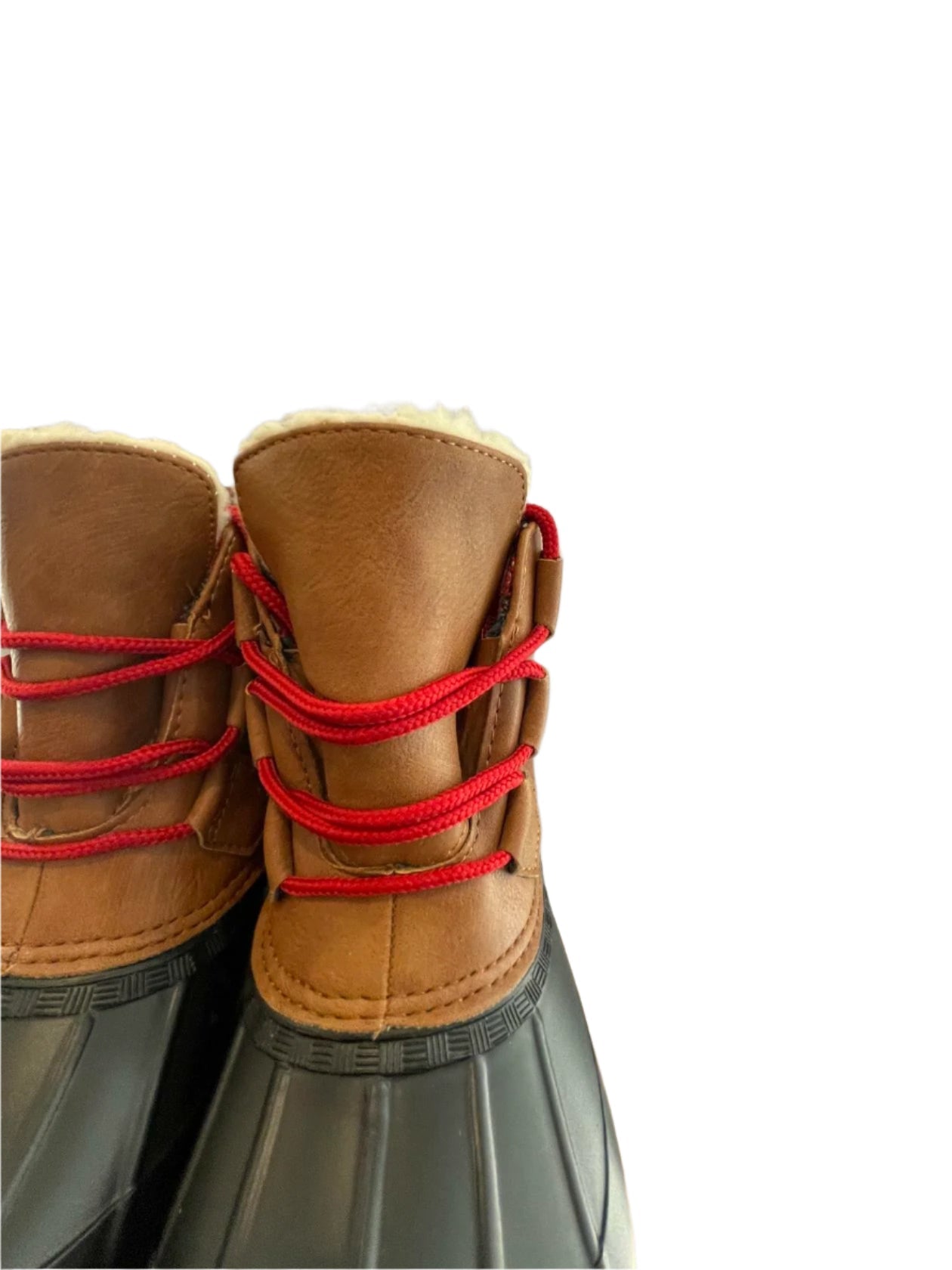 Magellan Womens Duck Boots Fleece Lined Leather - Brown/Black - 7M - Very Good