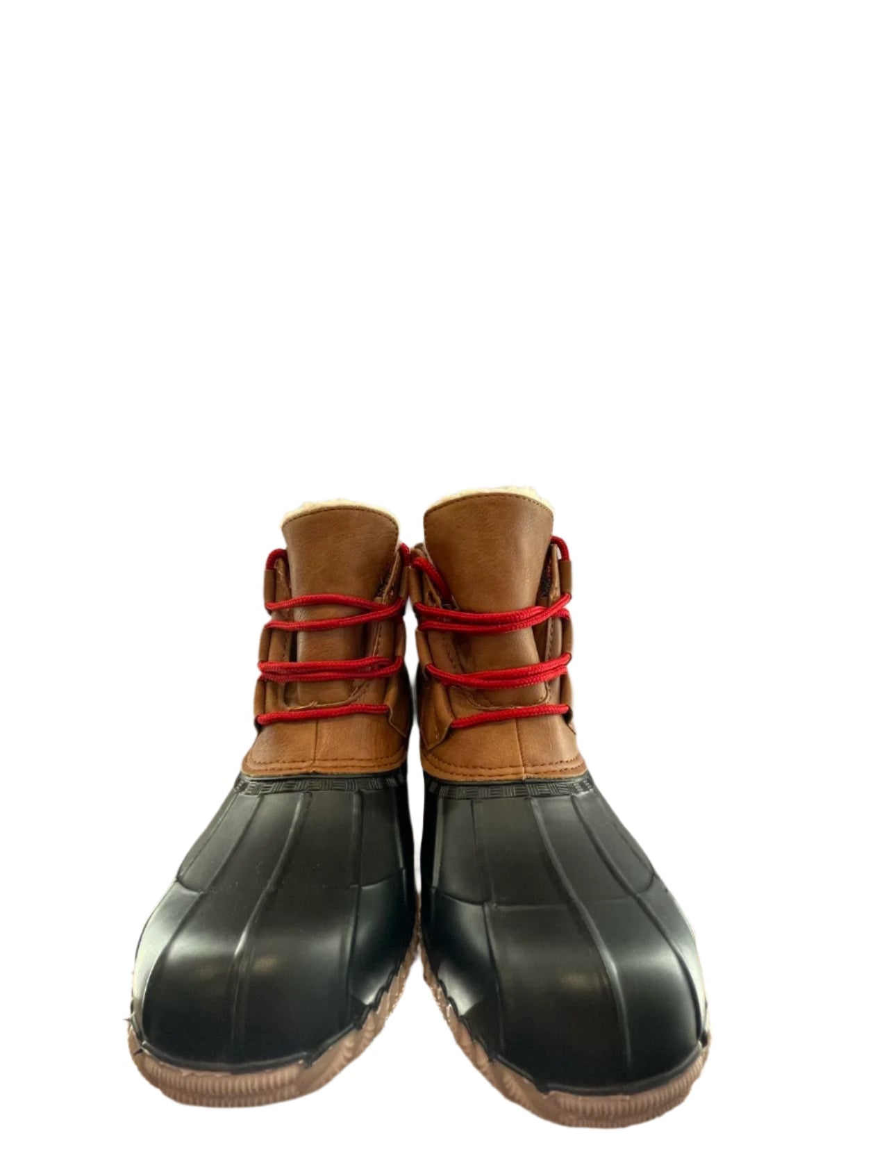 Magellan Womens Duck Boots Fleece Lined Leather - Brown/Black - 7M - Very Good