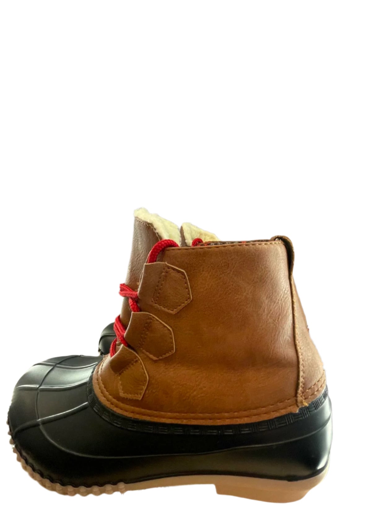 Magellan Womens Duck Boots Fleece Lined Leather - Brown/Black - 7M - Very Good