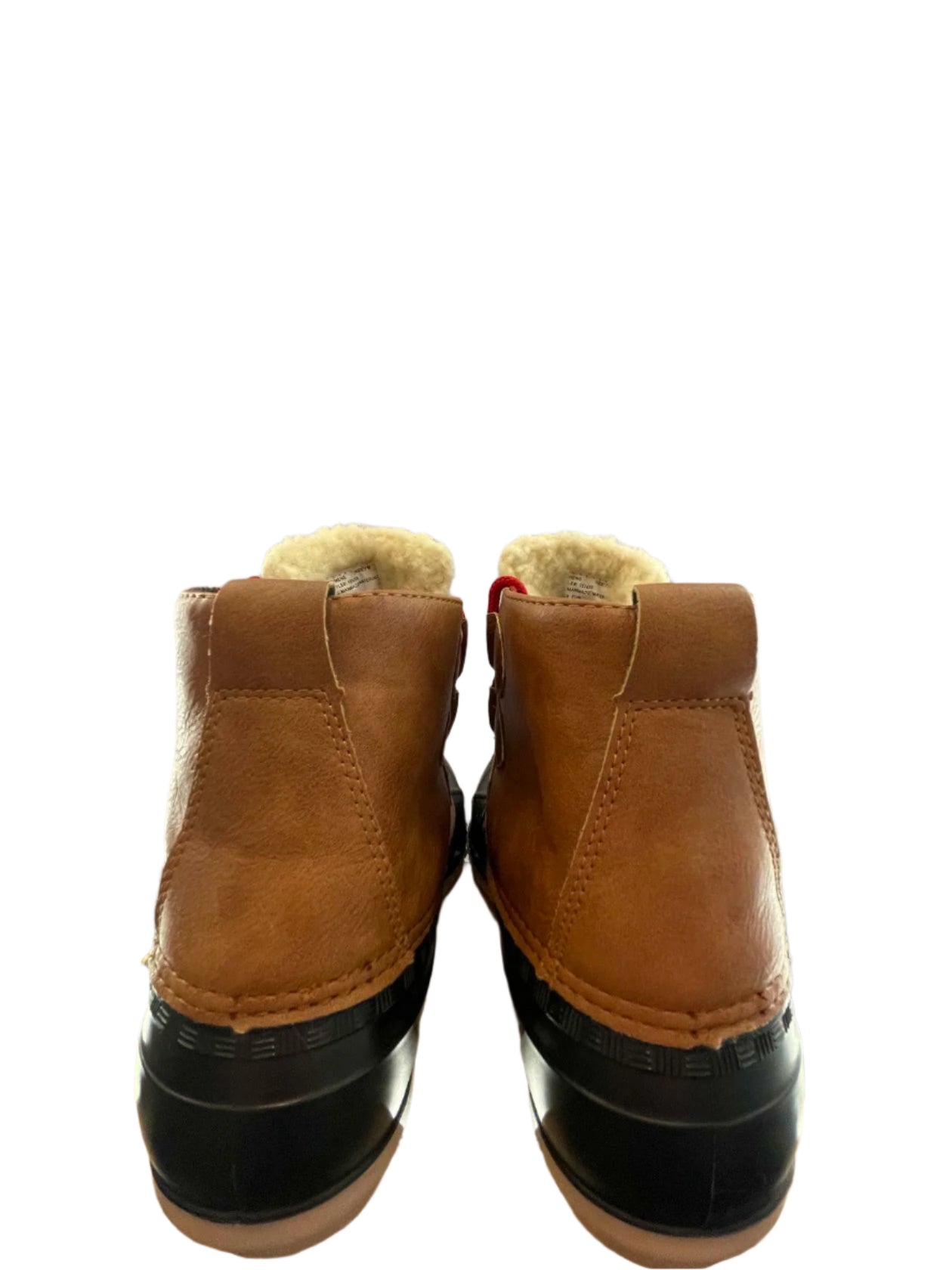 Magellan Womens Duck Boots Fleece Lined Leather - Brown/Black - 7M - Very Good