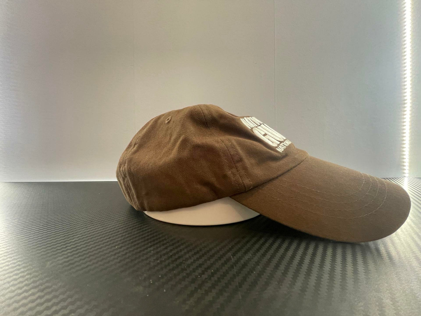 Embroidered Hat Cap Military Army National Guard Brown Strap Brown White - Very Good