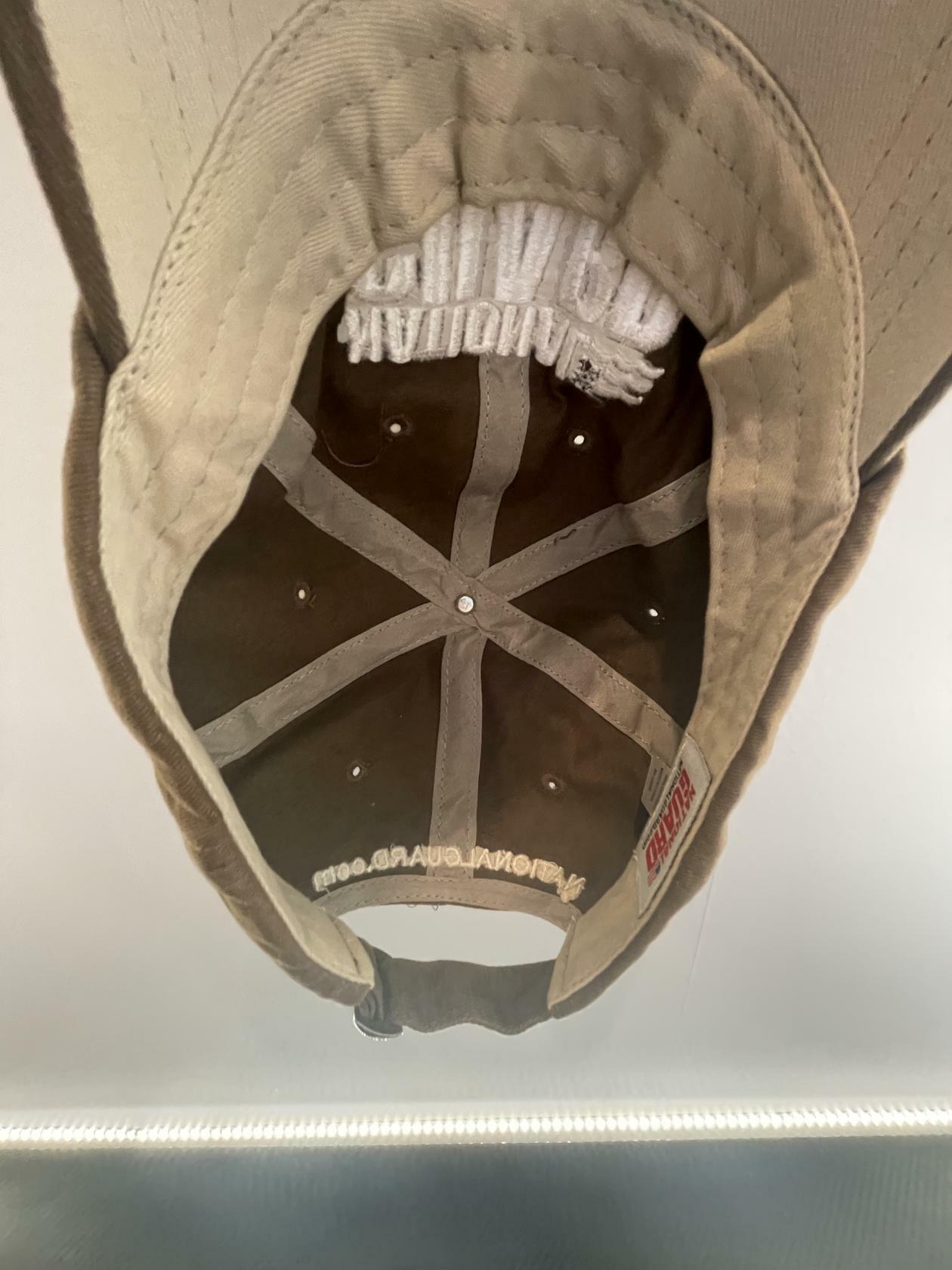 Embroidered Hat Cap Military Army National Guard Brown Strap Brown White - Very Good