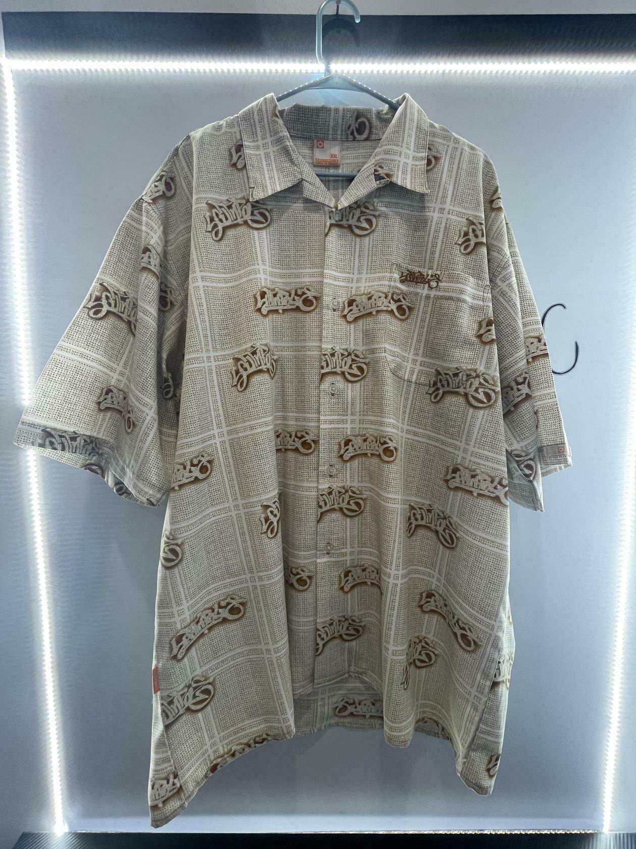 South Pole Shirt Mens XXL Gold Brown All Over Print Logo Button Up RN 82628 - Like New