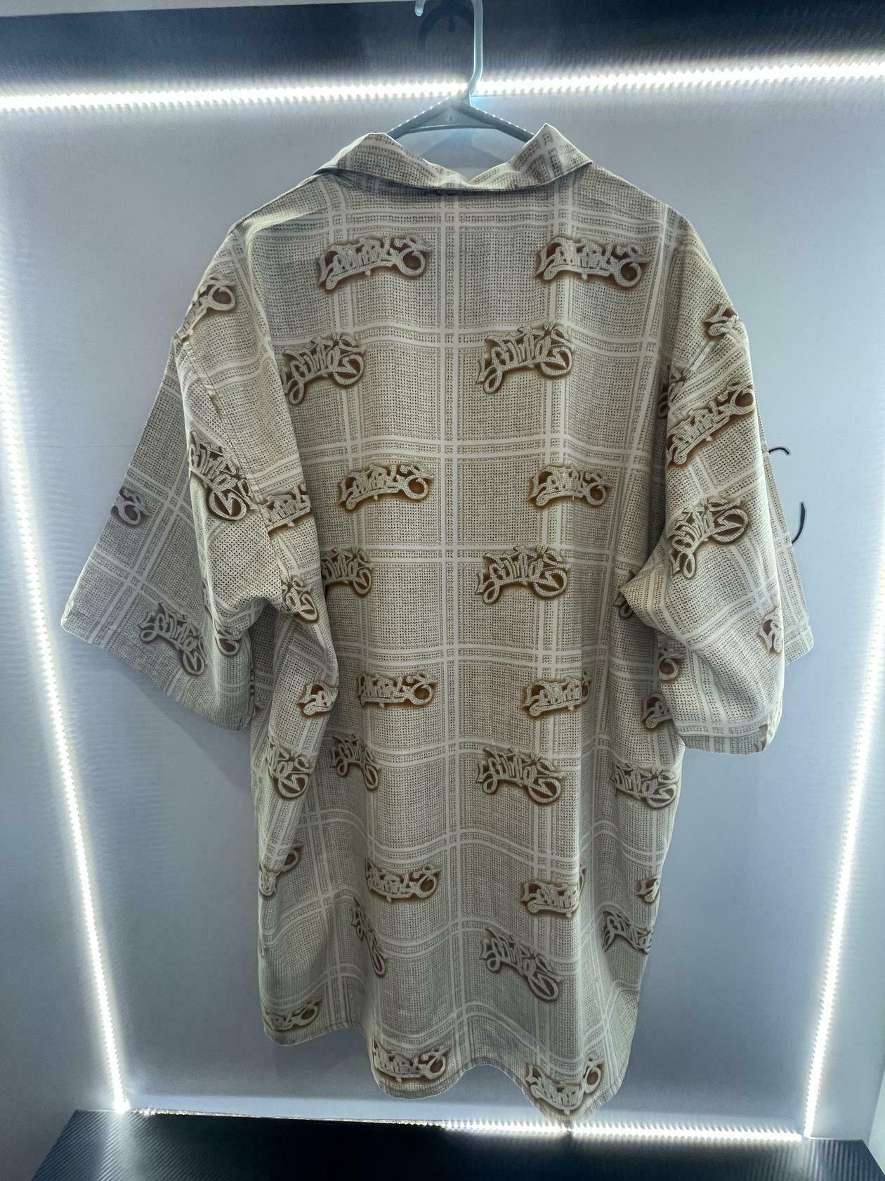 South Pole Shirt Mens XXL Gold Brown All Over Print Logo Button Up RN 82628 - Like New
