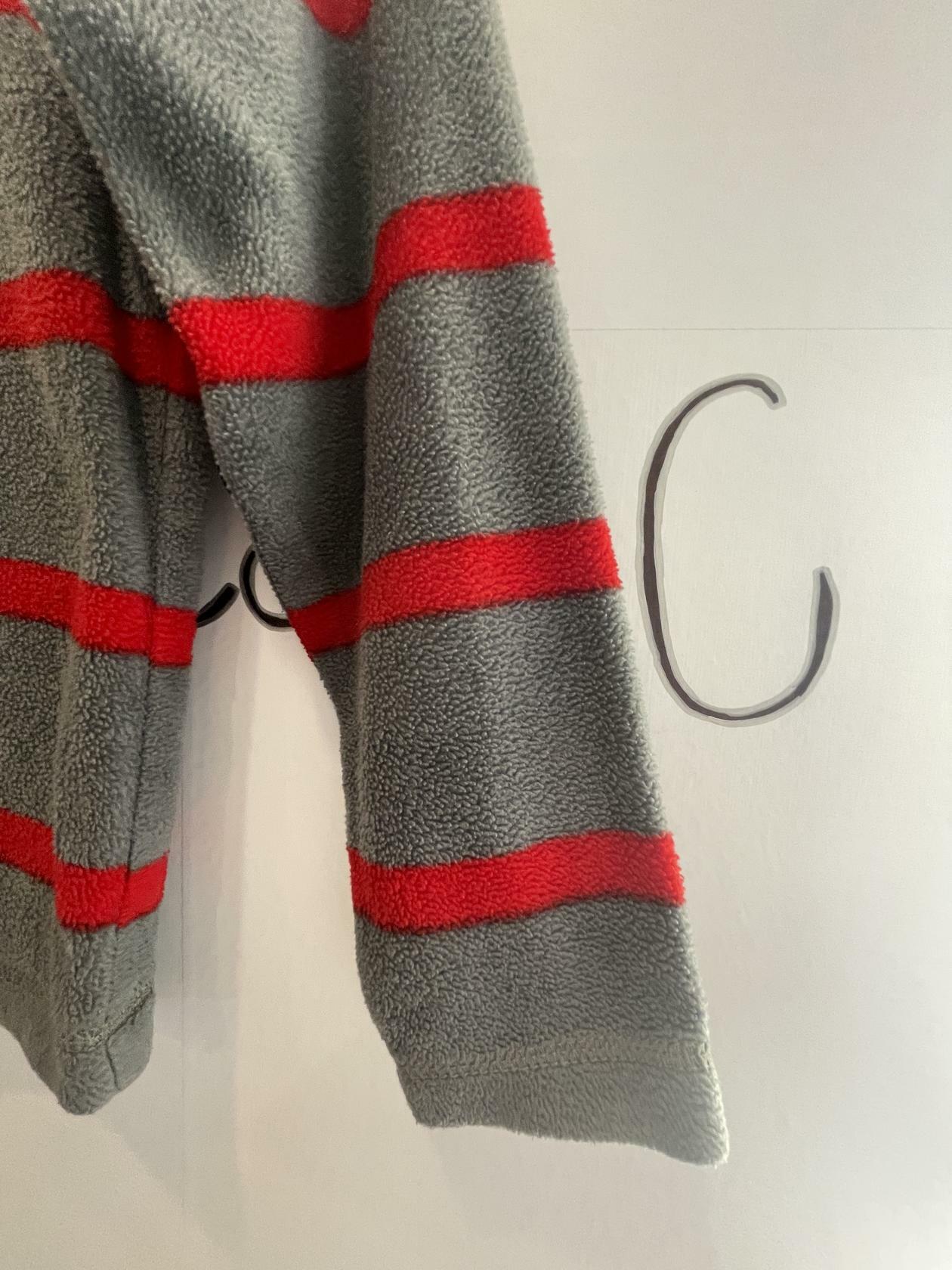Place Est 1989 Finest Quality Boys Gray/Red Striped Pullover Zipper Sz 5/6 - Very Good