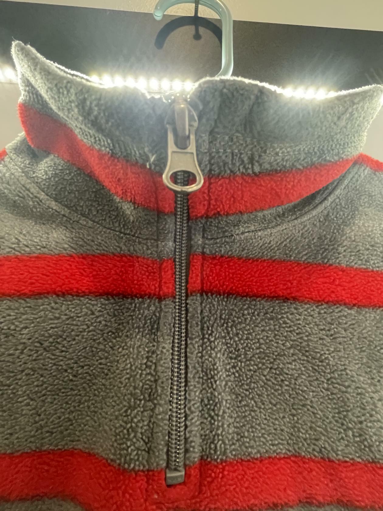 Place Est 1989 Finest Quality Boys Gray/Red Striped Pullover Zipper Sz 5/6 - Very Good