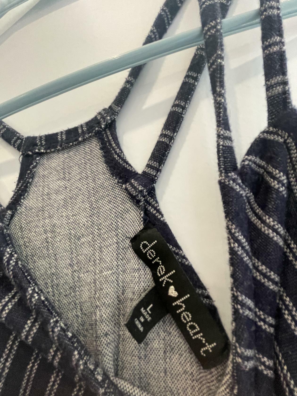 Derek Heart Womens Navy blue Long Striped Sleeveless Maxi Dress Size Large Strap - Very Good