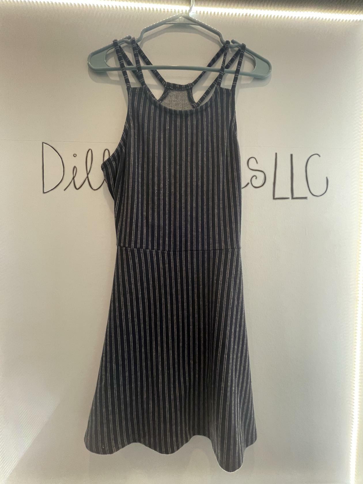 Derek Heart Womens Navy blue Long Striped Sleeveless Maxi Dress Size Large Strap - Very Good