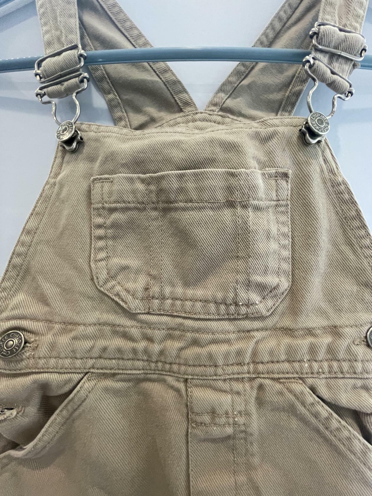 Unisex boys and girls Cherokee Khaki Overalls sz 4t 100% cotton - Very Good