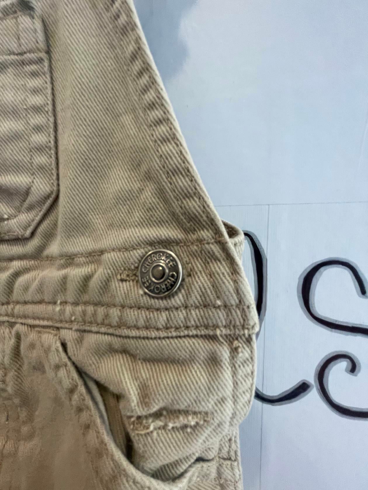 Unisex boys and girls Cherokee Khaki Overalls sz 4t 100% cotton - Very Good
